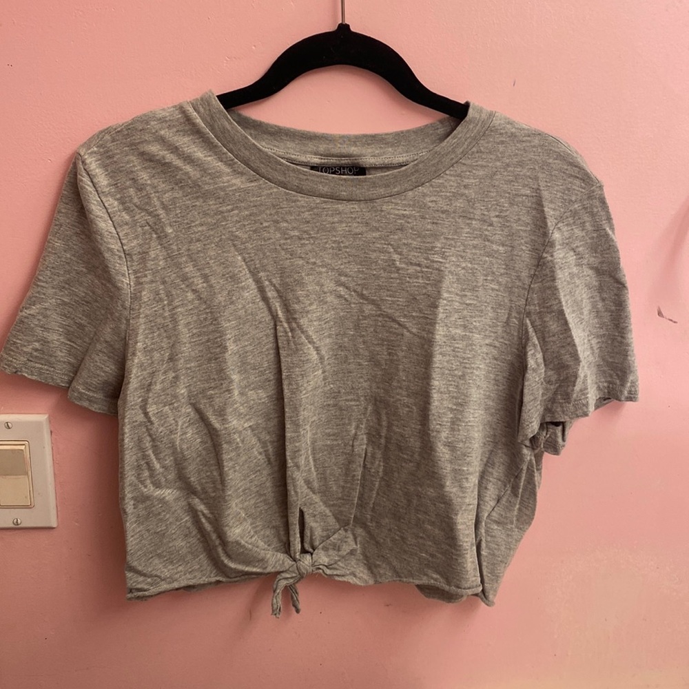 Top shop gray t shirt tie at bottom